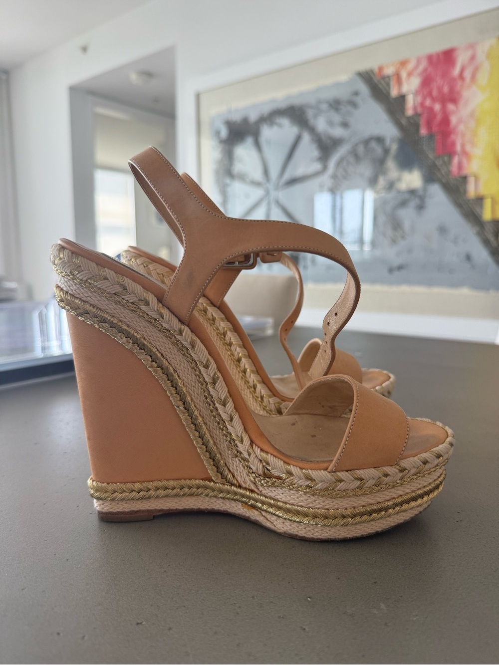 Women’s Tan Espadrille Wedge Sandals